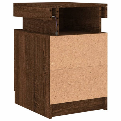 Nachttische mit LED-Leuchten 2Stk. Braun Eiche-Optik 35x39x55cm - Pazzar.ch