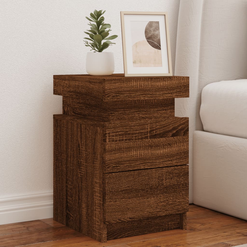 Nachttische mit LED-Leuchten 2Stk. Braun Eiche-Optik 35x39x55cm - Pazzar.ch
