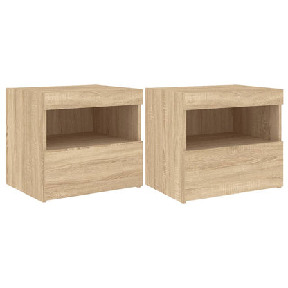 Nachttische mit LED-Leuchten 2 Stk. Sonoma Eiche 50x40x45 cm - Pazzar.ch