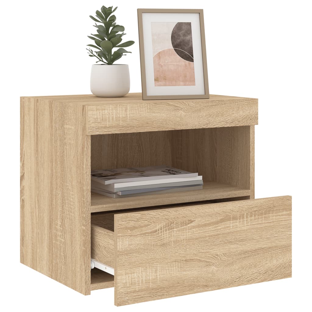 Nachttische mit LED-Leuchten 2 Stk. Sonoma Eiche 50x40x45 cm - Pazzar.ch