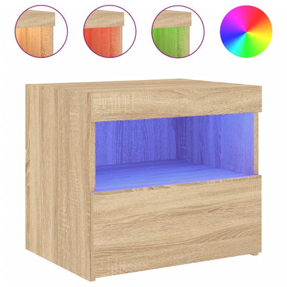 Nachttische mit LED-Leuchten 2 Stk. Sonoma Eiche 50x40x45 cm - Pazzar.ch
