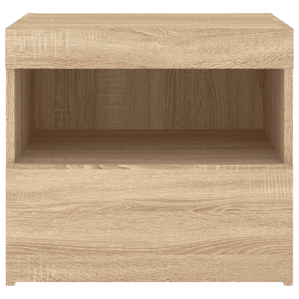 Nachttische mit LED-Leuchten 2 Stk. Sonoma Eiche 50x40x45 cm - Pazzar.ch