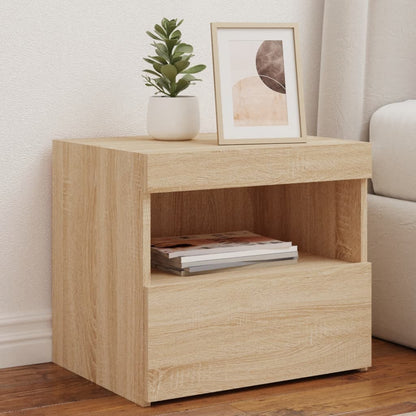 Nachttische mit LED-Leuchten 2 Stk. Sonoma Eiche 50x40x45 cm - Pazzar.ch