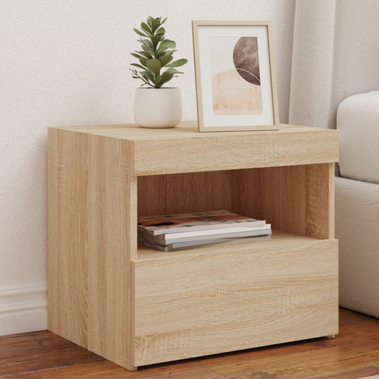 Nachttische mit LED-Leuchten 2 Stk. Sonoma Eiche 50x40x45 cm - Pazzar.ch