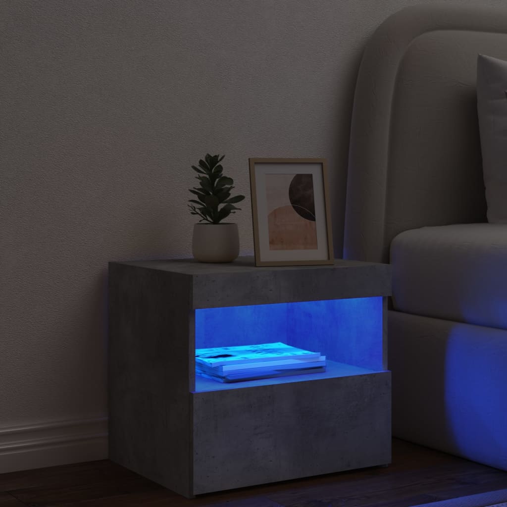 Nachttisch mit LED-Leuchten Betongrau 50x40x45 cm - Pazzar.ch