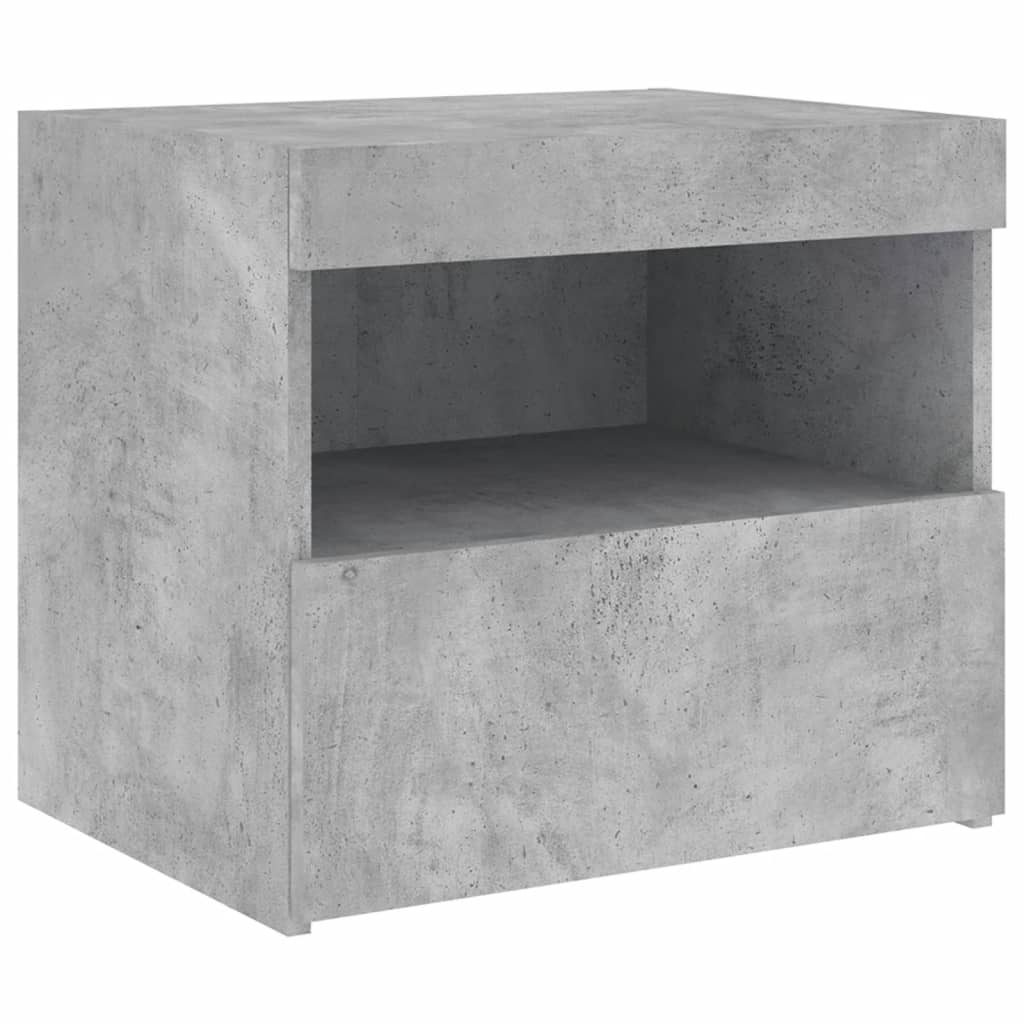 Nachttisch mit LED-Leuchten Betongrau 50x40x45 cm - Pazzar.ch