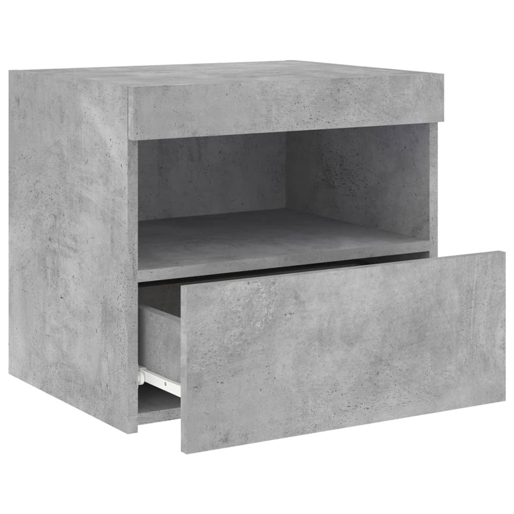 Nachttisch mit LED-Leuchten Betongrau 50x40x45 cm - Pazzar.ch