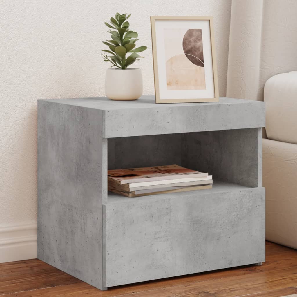 Nachttisch mit LED-Leuchten Betongrau 50x40x45 cm - Pazzar.ch
