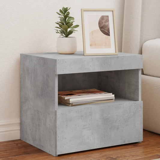 Nachttisch mit LED-Leuchten Betongrau 50x40x45 cm - Pazzar.ch
