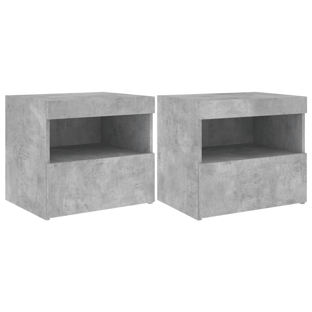 Nachttische mit LED-Leuchten 2 Stk. Betongrau 50x40x45 cm - Pazzar.ch