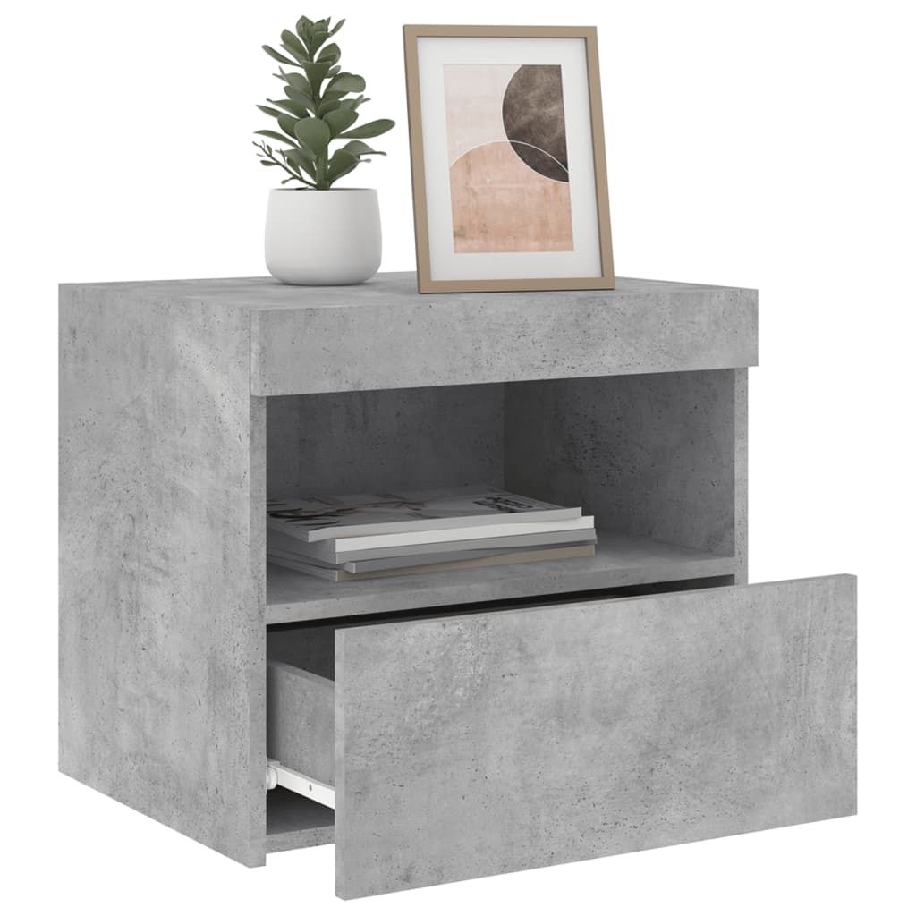 Nachttische mit LED-Leuchten 2 Stk. Betongrau 50x40x45 cm - Pazzar.ch