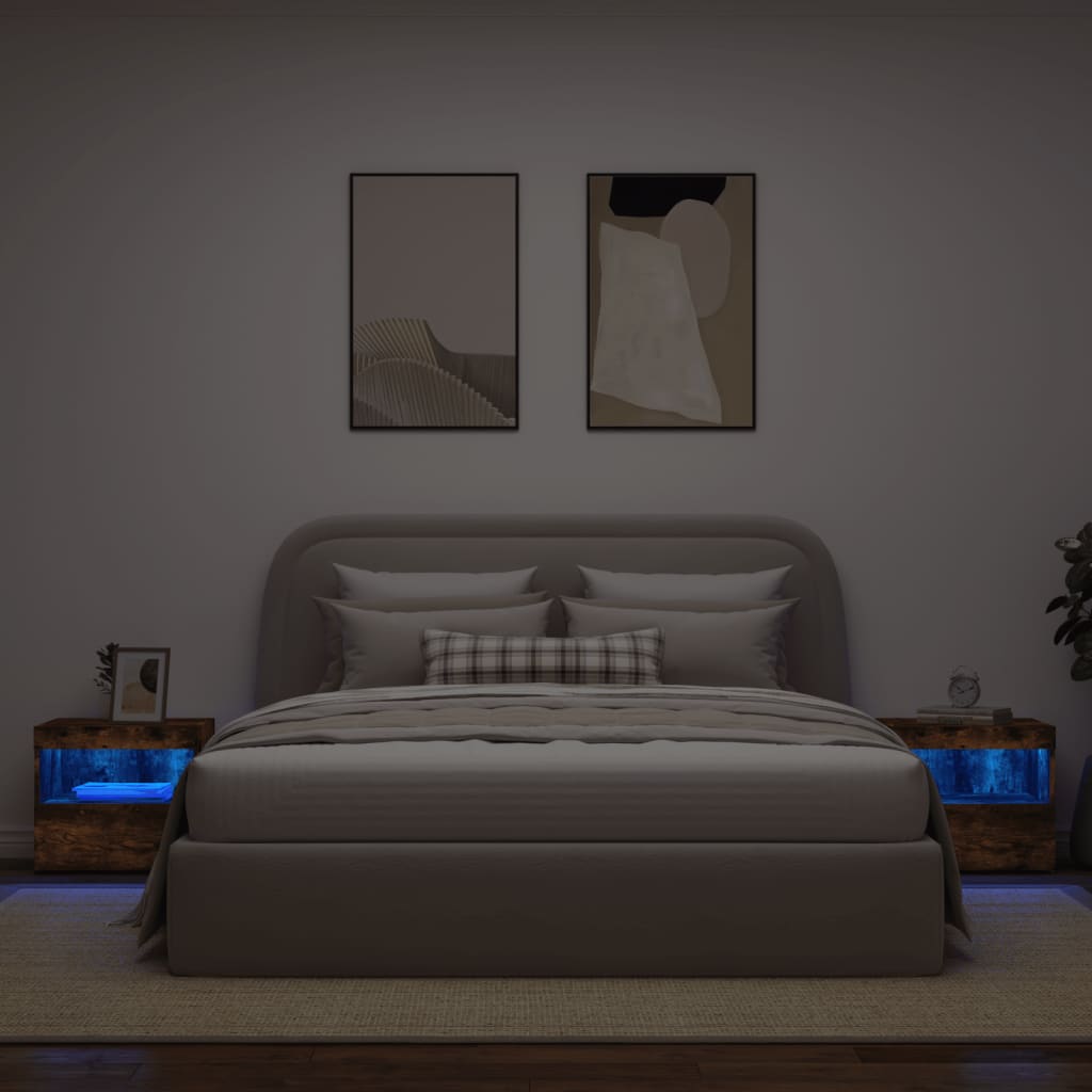 Nachttische mit LED-Leuchten 2 Stk. Räuchereiche 50x40x45 cm - Pazzar.ch
