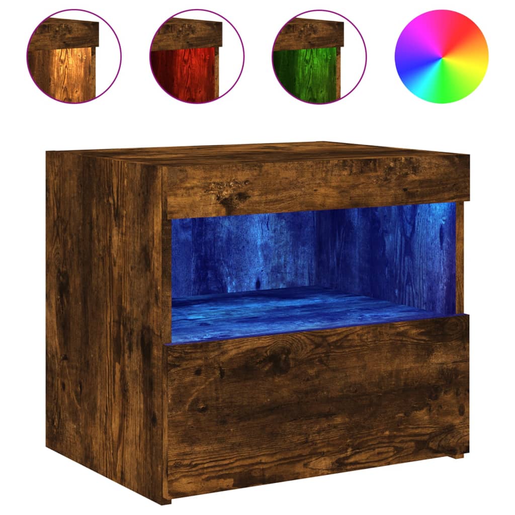 Nachttische mit LED-Leuchten 2 Stk. Räuchereiche 50x40x45 cm - Pazzar.ch