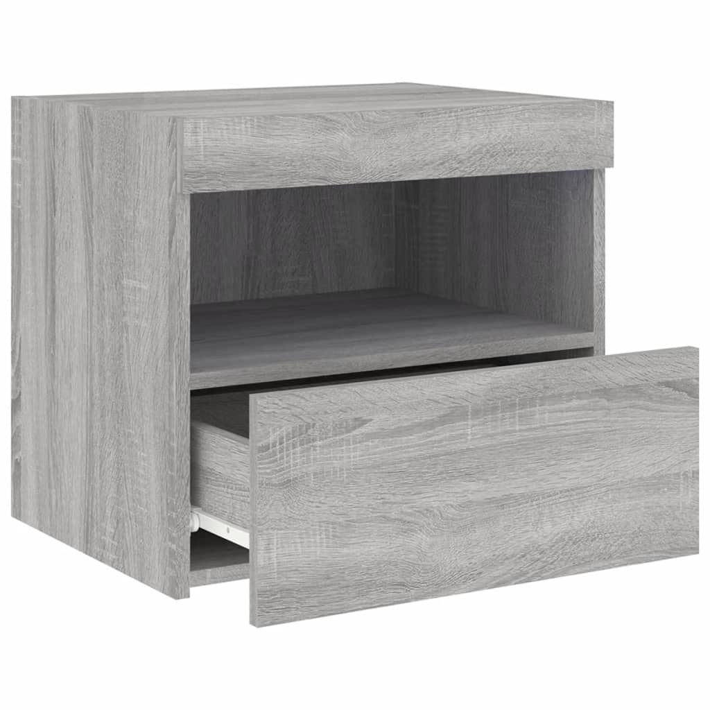 Nachttische mit LED-Leuchten 2 Stk. Grau Sonoma 50x40x45 cm - Pazzar.ch