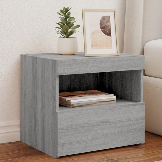 Nachttische mit LED-Leuchten 2 Stk. Grau Sonoma 50x40x45 cm - Pazzar.ch