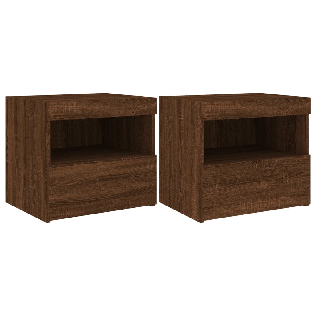 Nachttische mit LED-Leuchten 2 Stk. Braun Eiche 50x40x45 cm - Pazzar.ch