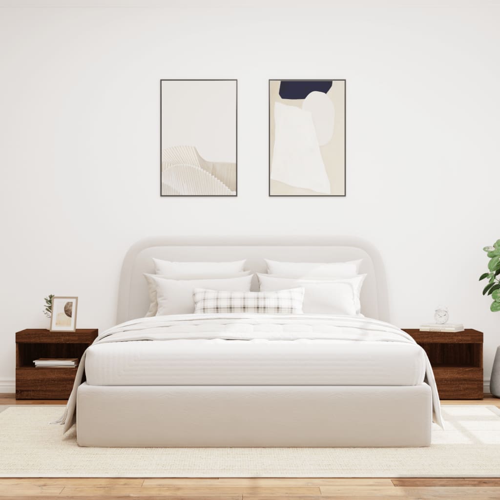 Nachttische mit LED-Leuchten 2 Stk. Braun Eiche 50x40x45 cm - Pazzar.ch