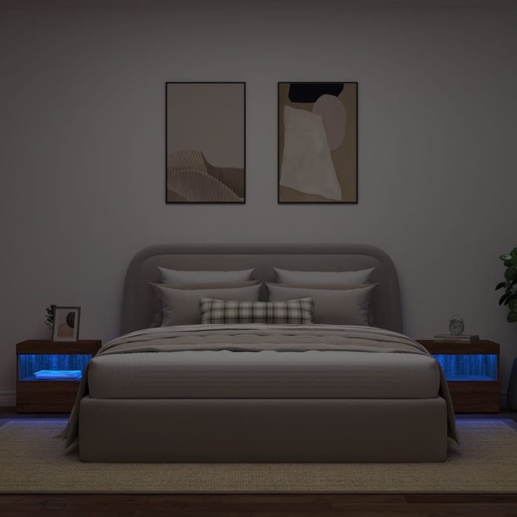Nachttische mit LED-Leuchten 2 Stk. Braun Eiche 50x40x45 cm - Pazzar.ch