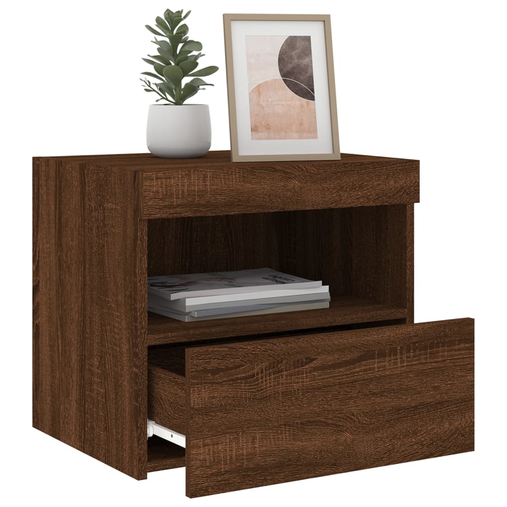 Nachttische mit LED-Leuchten 2 Stk. Braun Eiche 50x40x45 cm - Pazzar.ch