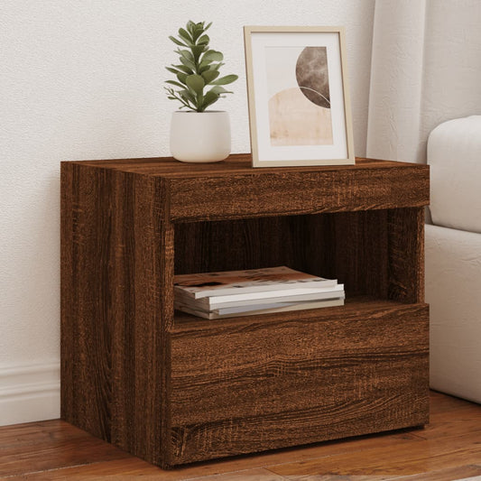 Nachttische mit LED-Leuchten 2 Stk. Braun Eiche 50x40x45 cm - Pazzar.ch