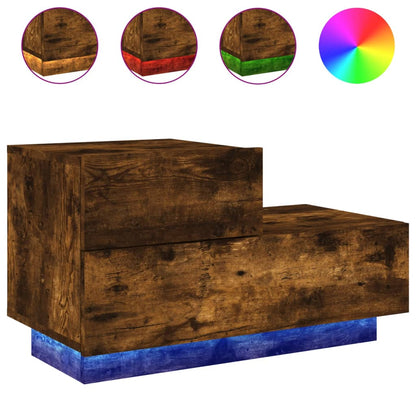 Nachttisch mit LED-Leuchten Räuchereiche 70x36x40,5 cm - Pazzar.ch
