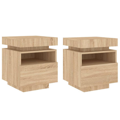 Nachttische mit LED-Leuchten 2 Stk. Sonoma Eiche 40x39x48,5 cm - Pazzar.ch