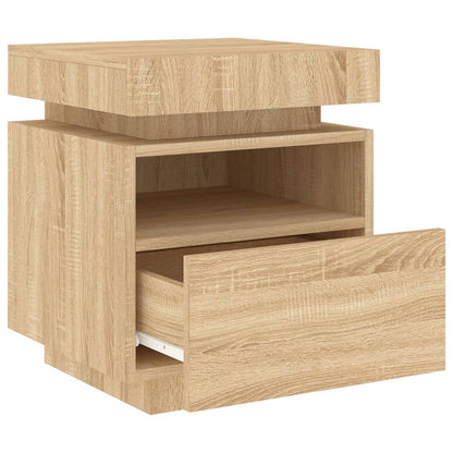 Nachttische mit LED-Leuchten 2 Stk. Sonoma Eiche 40x39x48,5 cm - Pazzar.ch