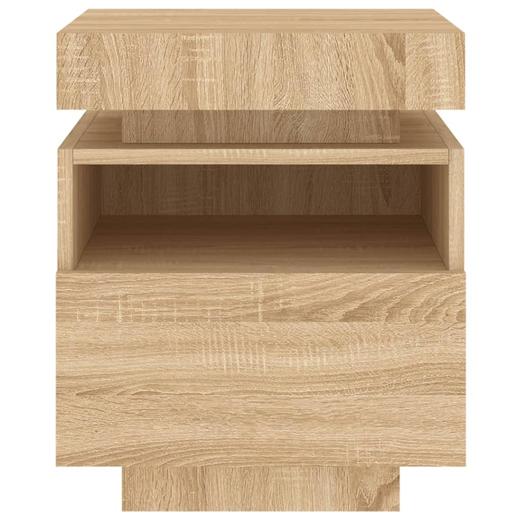 Nachttische mit LED-Leuchten 2 Stk. Sonoma Eiche 40x39x48,5 cm - Pazzar.ch