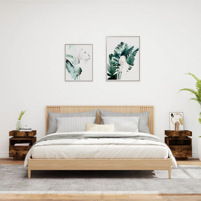 Nachttische mit LED-Leuchten 2 Stk. Räuchereiche 40x39x48,5 cm - Pazzar.ch