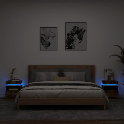 Nachttische mit LED-Leuchten 2 Stk. Räuchereiche 40x39x48,5 cm - Pazzar.ch