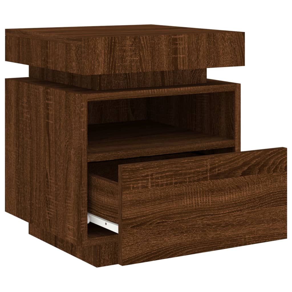 Nachttische mit LED-Leuchten 2 Stk. Braun Eiche 40x39x48,5 cm - Pazzar.ch