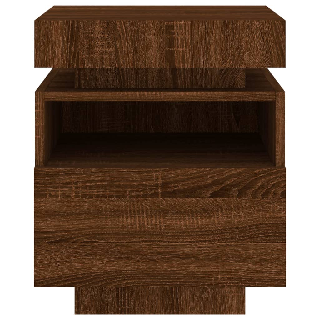 Nachttische mit LED-Leuchten 2 Stk. Braun Eiche 40x39x48,5 cm - Pazzar.ch