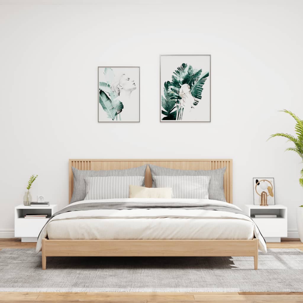 Nachttische mit LED-Leuchten 2 Stk. Weiß 40x39x37 cm - Pazzar.ch