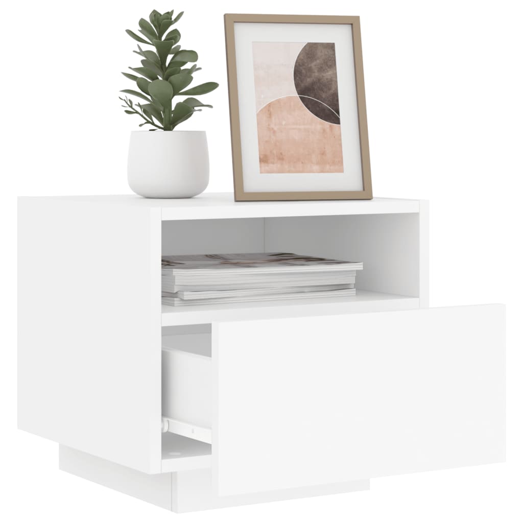 Nachttische mit LED-Leuchten 2 Stk. Weiß 40x39x37 cm - Pazzar.ch