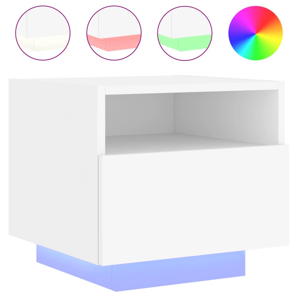 Nachttische mit LED-Leuchten 2 Stk. Weiß 40x39x37 cm - Pazzar.ch