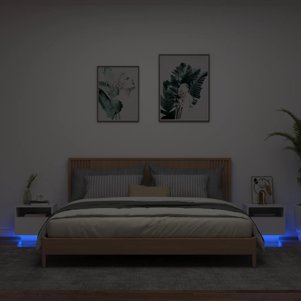 Nachttische mit LED-Leuchten 2 Stk. Weiß 40x39x37 cm - Pazzar.ch