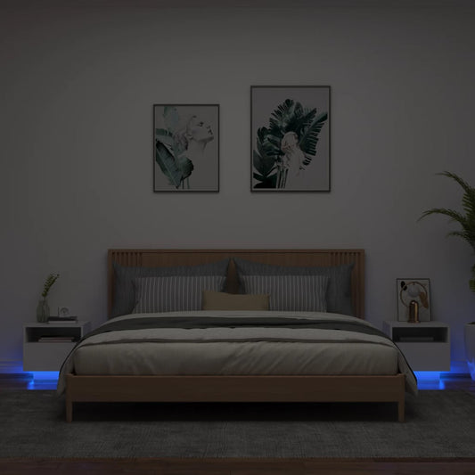 Nachttische mit LED-Leuchten 2 Stk. Weiß 40x39x37 cm - Pazzar.ch