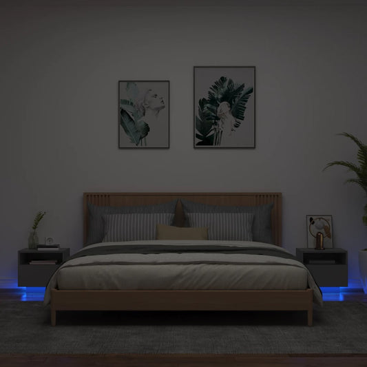Nachttische mit LED-Leuchten 2 Stk. Schwarz 40x39x37 cm - Pazzar.ch
