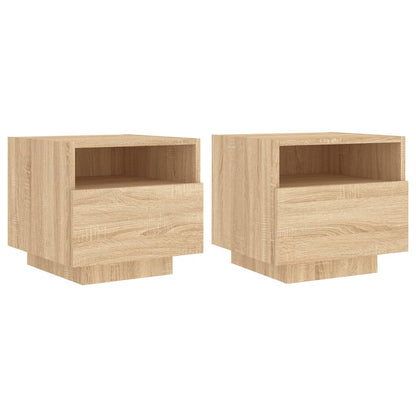 Nachttische mit LED-Leuchten 2 Stk. Sonoma Eiche 40x39x37 cm - Pazzar.ch