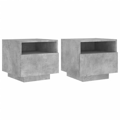 Nachttische mit LED-Leuchten 2 Stk. Betongrau 40x39x37 cm - Pazzar.ch