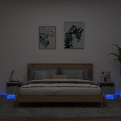 Nachttische mit LED-Leuchten 2 Stk. Betongrau 40x39x37 cm - Pazzar.ch