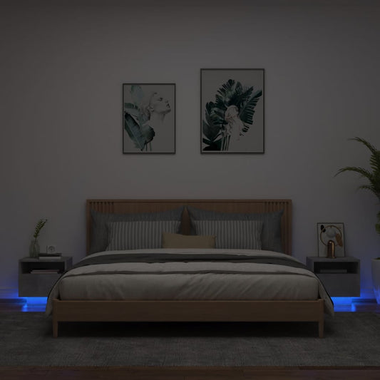 Nachttische mit LED-Leuchten 2 Stk. Betongrau 40x39x37 cm - Pazzar.ch