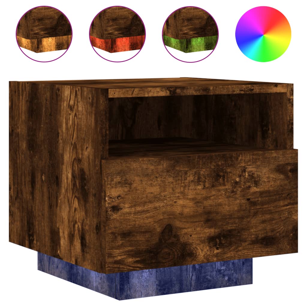 Nachttische mit LED-Leuchten 2 Stk. Räuchereiche 40x39x37 cm - Pazzar.ch