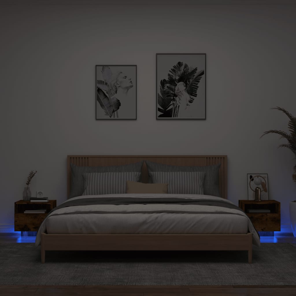 Nachttische mit LED-Leuchten 2 Stk. Räuchereiche 40x39x37 cm - Pazzar.ch