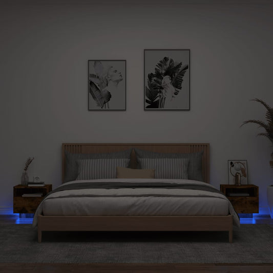 Nachttische mit LED-Leuchten 2 Stk. Räuchereiche 40x39x37 cm - Pazzar.ch