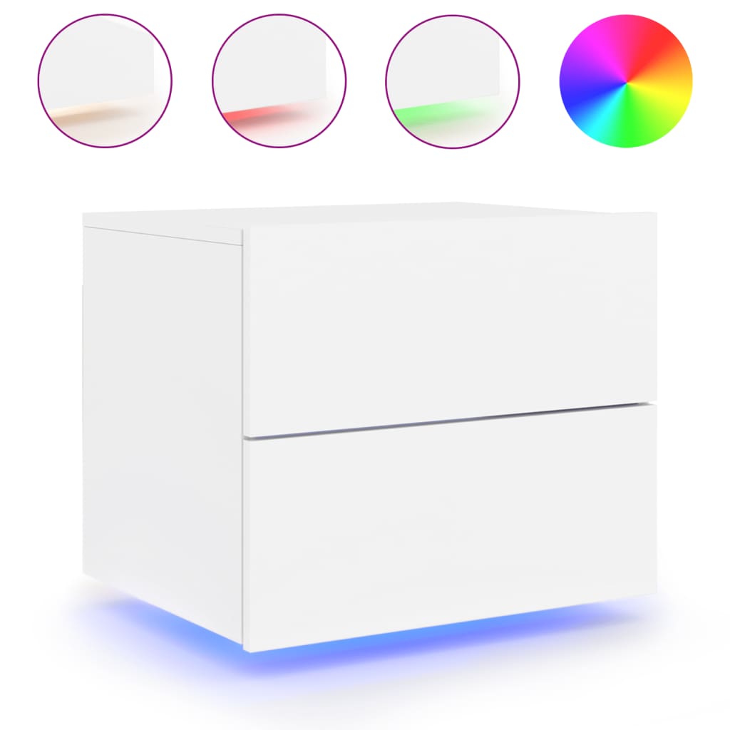 Wand-Nachttische mit LED-Leuchten 2 Stk. Weiß - Pazzar.ch