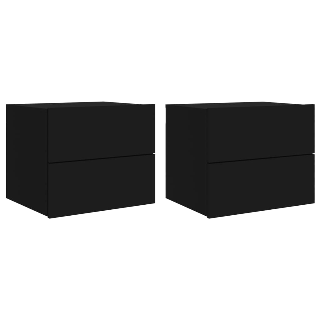 Wand-Nachttische mit LED-Leuchten 2 Stk. Schwarz - Pazzar.ch