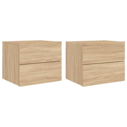 Wand-Nachttische mit LED-Leuchten 2 Stk. Sonoma-Eiche - Pazzar.ch