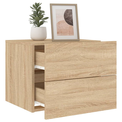 Wand-Nachttische mit LED-Leuchten 2 Stk. Sonoma-Eiche - Pazzar.ch