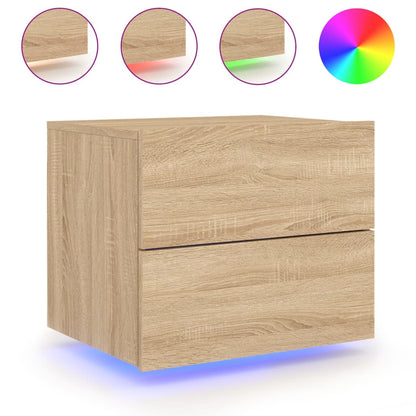 Wand-Nachttische mit LED-Leuchten 2 Stk. Sonoma-Eiche - Pazzar.ch